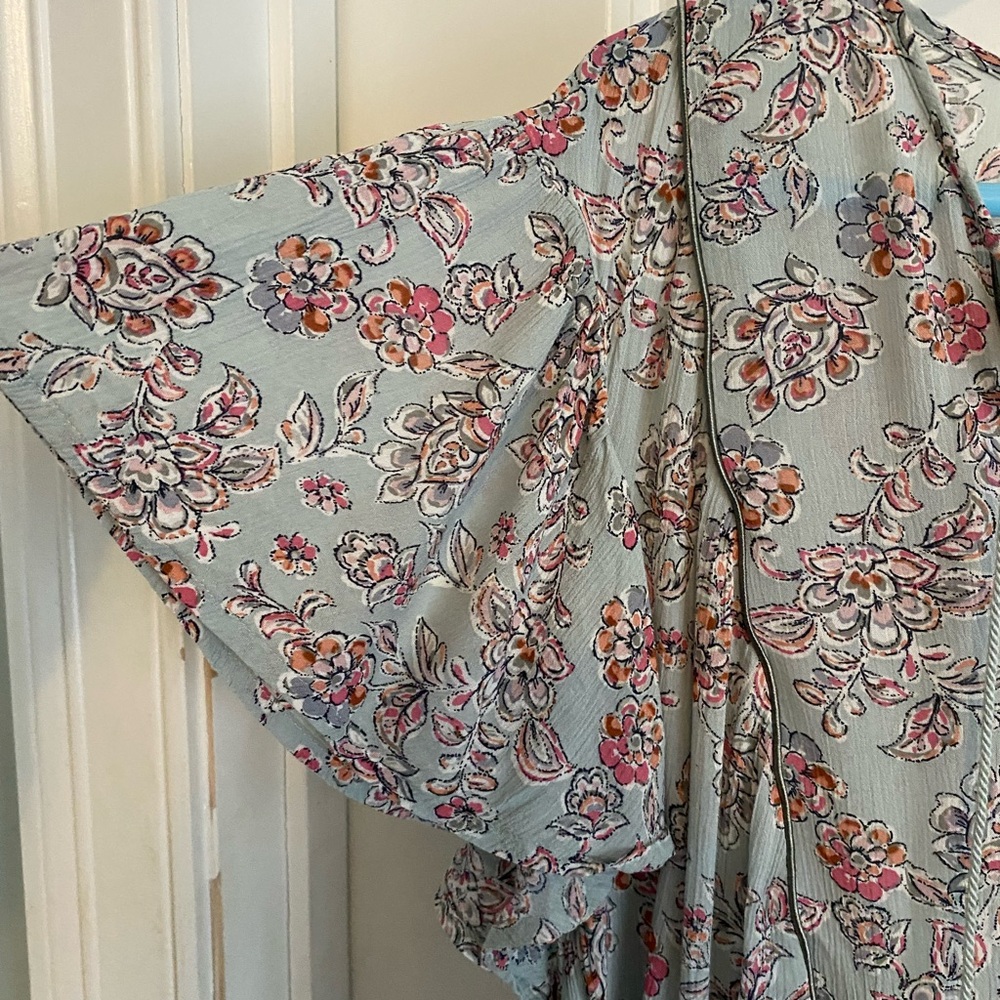 J. Jill Cornflower Blue Floral Peasant Tasseled Blouse - Picture 6 of 11